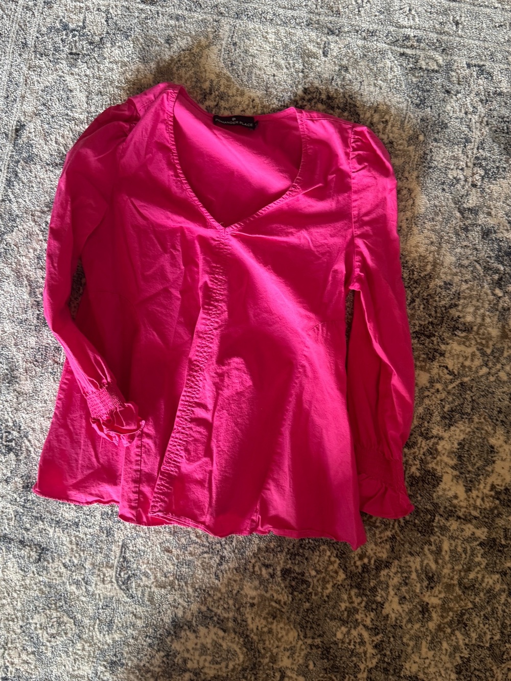 Women's Fuchsia V-Neck Long Sleeve Top